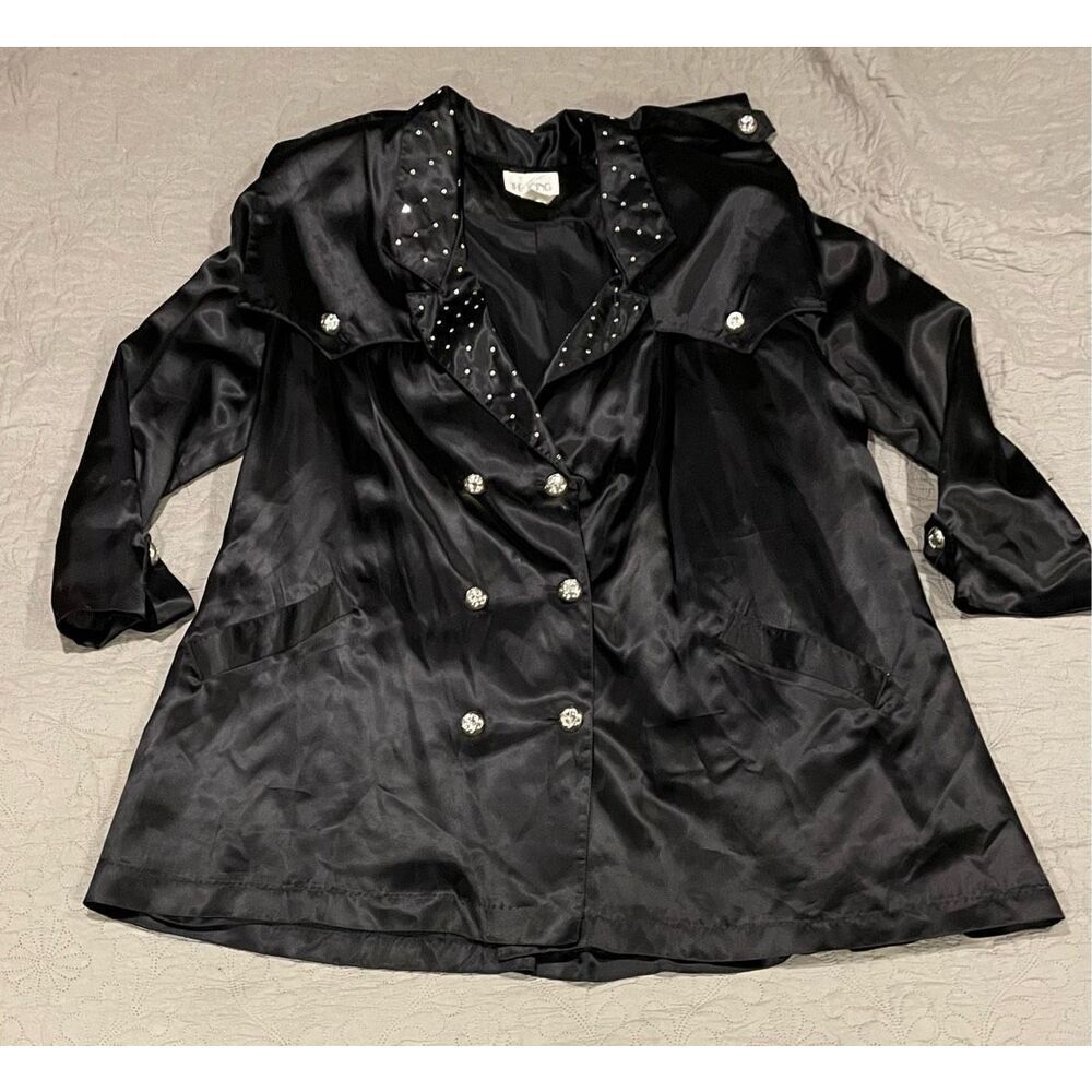 Icing Y2K Long Black Sleek Jacket Medium Bling